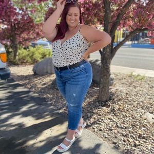 Faux Wrap Dalmatian Print Tank